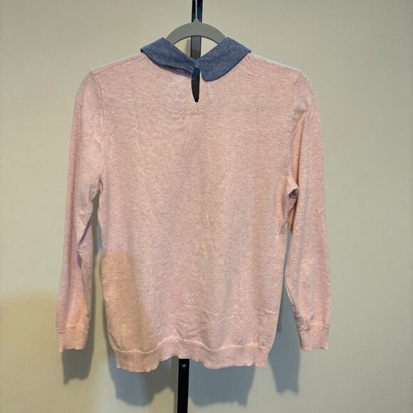 J. Crew Tippi Pink Cotton Blue Denim Collar Long Sleeve Sweater - Picture 7 of 10
